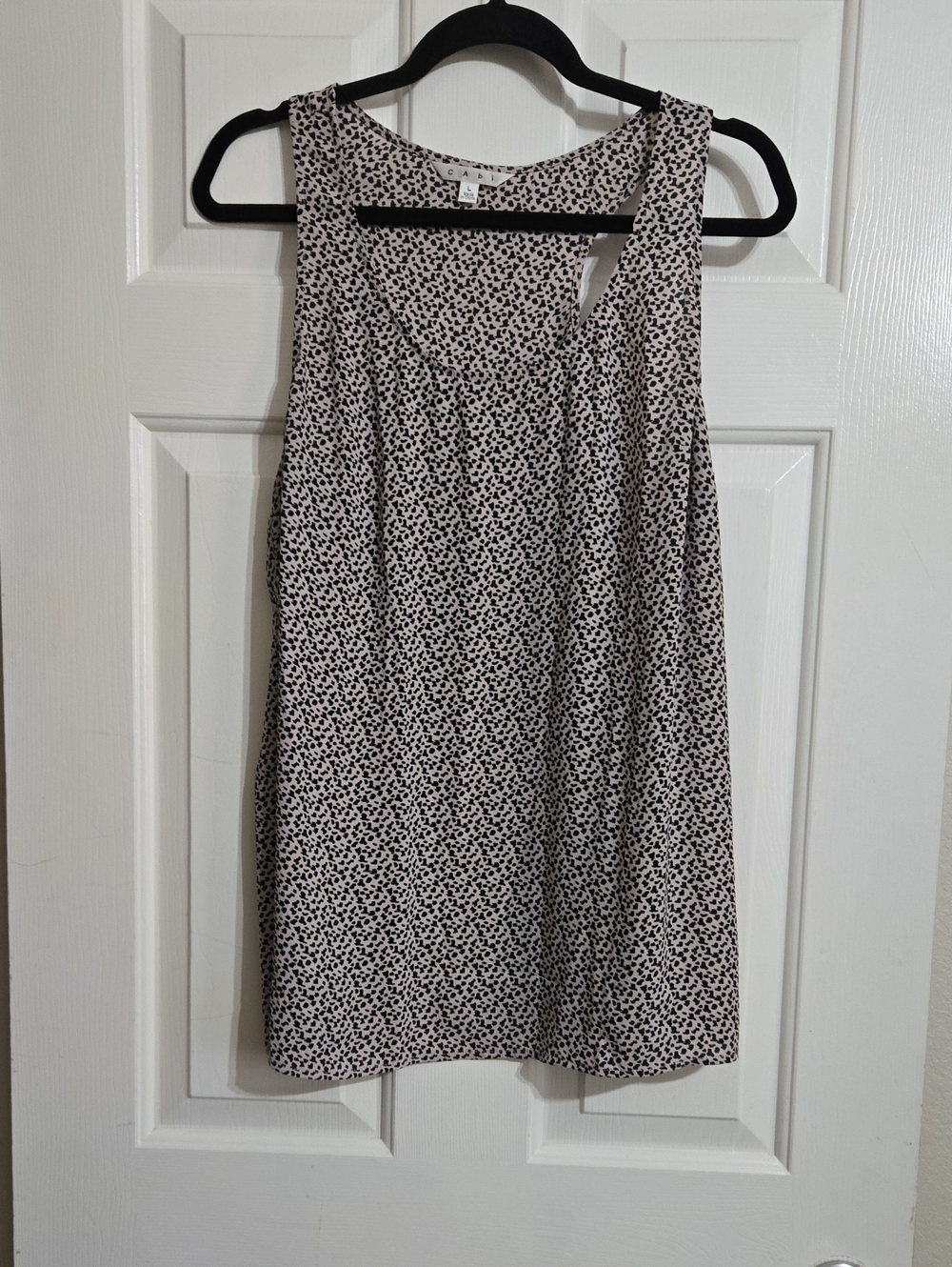 CAbi Black & White Dotted Sleeveless Camisole